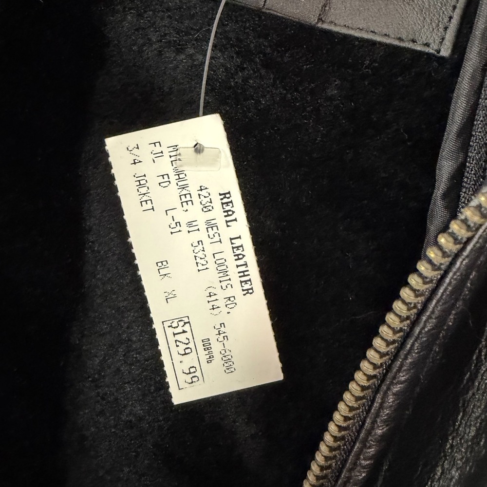 Vintage 80s Sergio Vadducci Black Leather Hooded Jacket Size XL NEW! - Picture 5 of 10